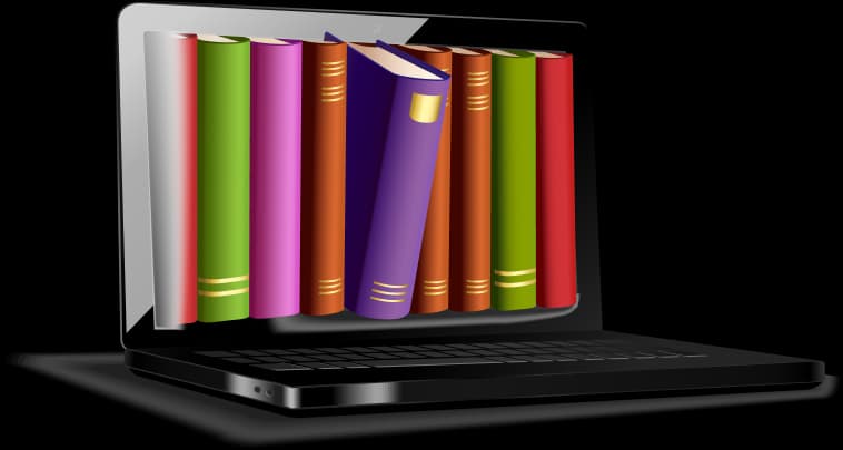 Laptop with books